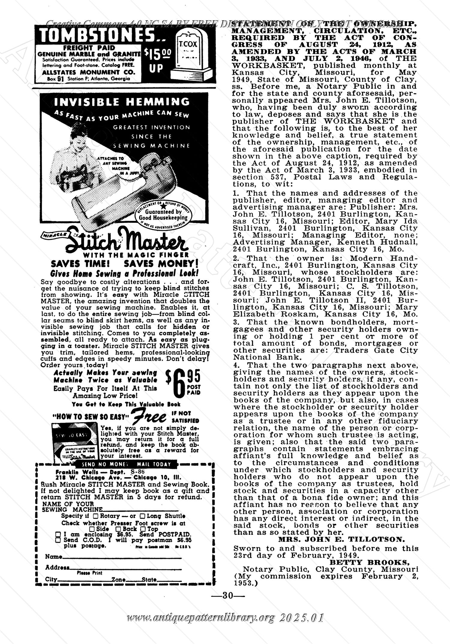 I-WB148 The Workbasket Volume 14 May 1949 No. 8