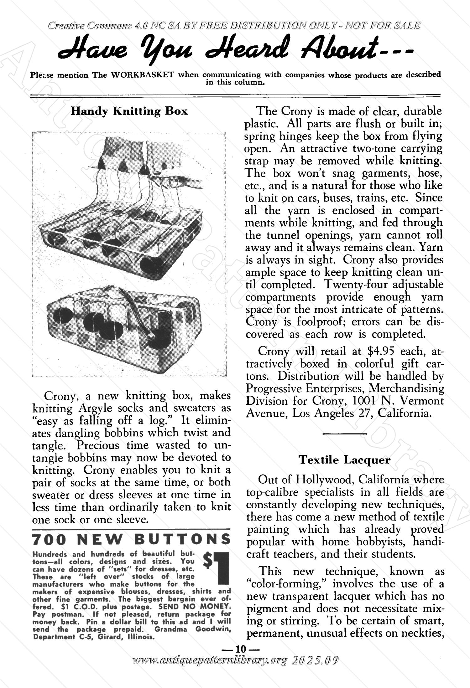 I-WB152 The Workbasket Volume 15 November 1949  No. 2