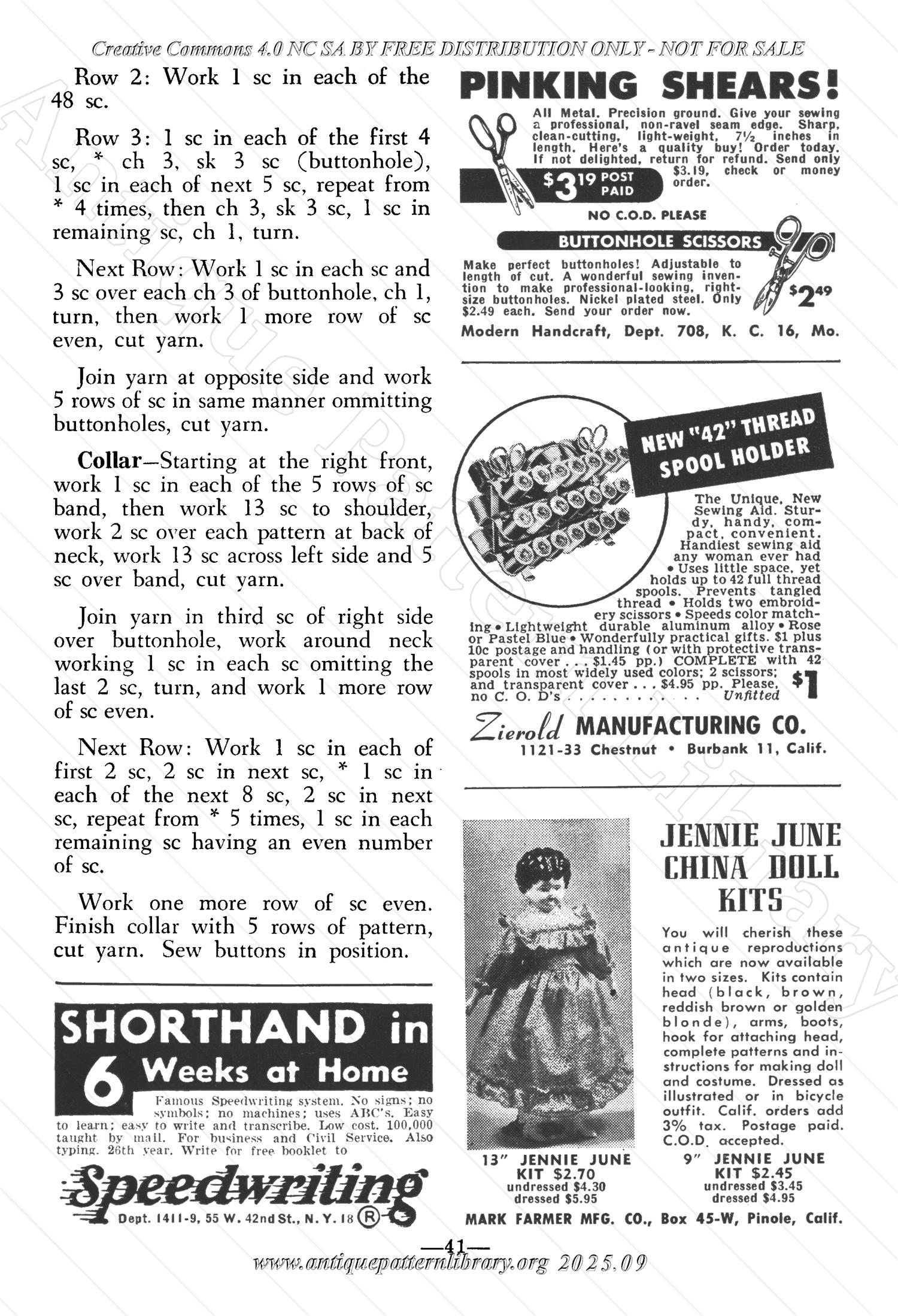 I-WB152 The Workbasket Volume 15 November 1949  No. 2