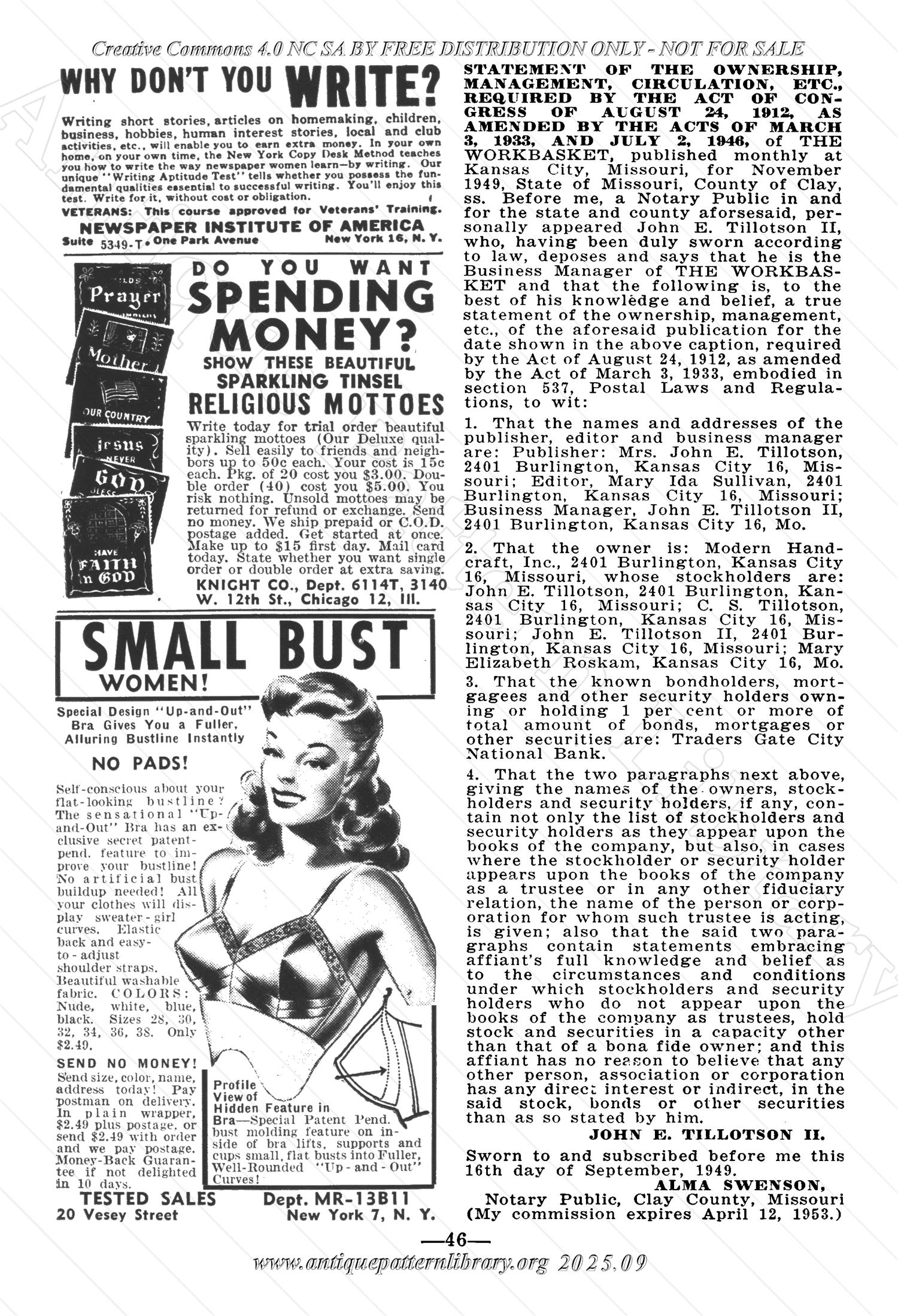 I-WB152 The Workbasket Volume 15 November 1949  No. 2