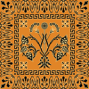 A-MH067 Magasin des Demoiselles - Square pattern in gold and black on brown background