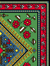 A-MH094 Muse des Familles, Modes Vraies - Square design in green, blue, and red