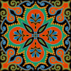 A-MH107 Journal des Demoiselles - Square design in orange, green, blue, and black