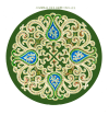 A-MH177 Journal des Demoiselles - Round pattern in laid gold thread on green background 