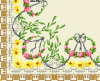 F-IS046 Heinrich Kuehn 14253  Corner design with rose garlands and yellow flowers