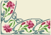 F-IS089 Floral corner design with carnations and blue swirls