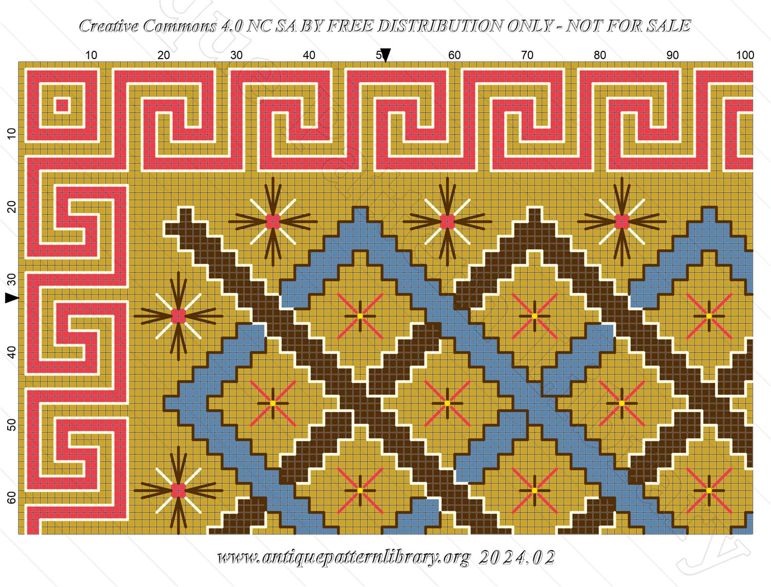 A-MH163 Quart pattern in gold, red, brown and blue