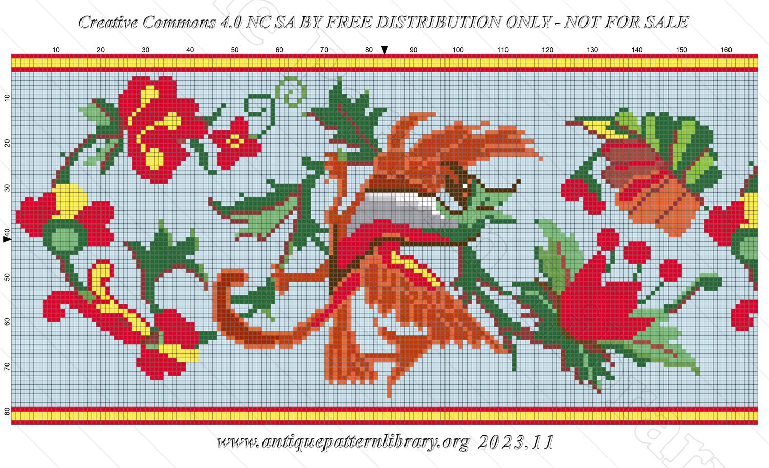 A-MH165 Dragon and flowers border