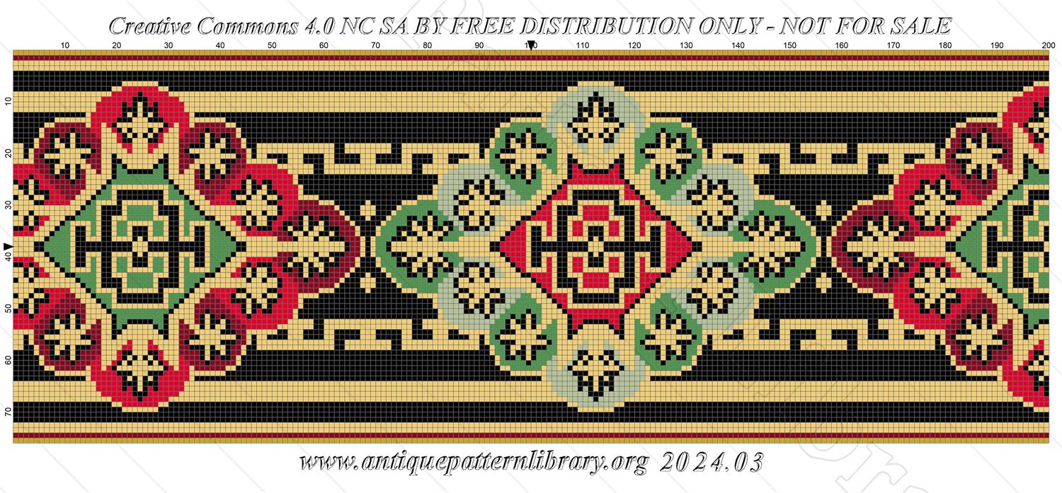 A-MH246 Border in gold and black, red and green