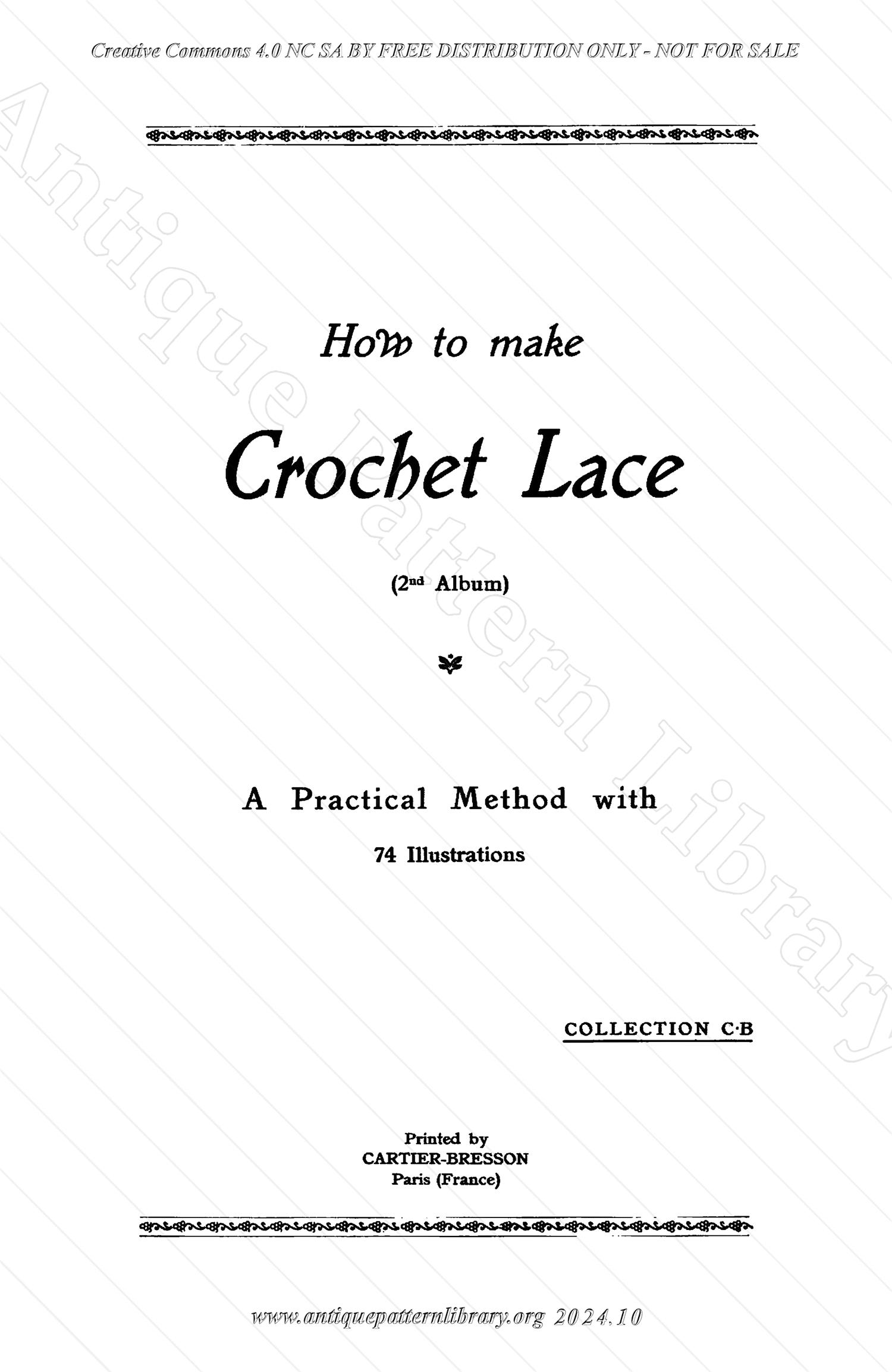 B-JA002 How to Make Crochet Lace, 2nd Album, Collection C.B.