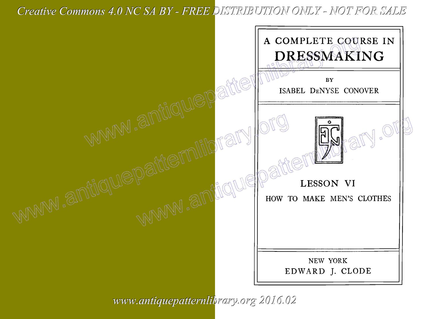 B-SW072 Complete Course in Dressmaking in Twelve Lessons: