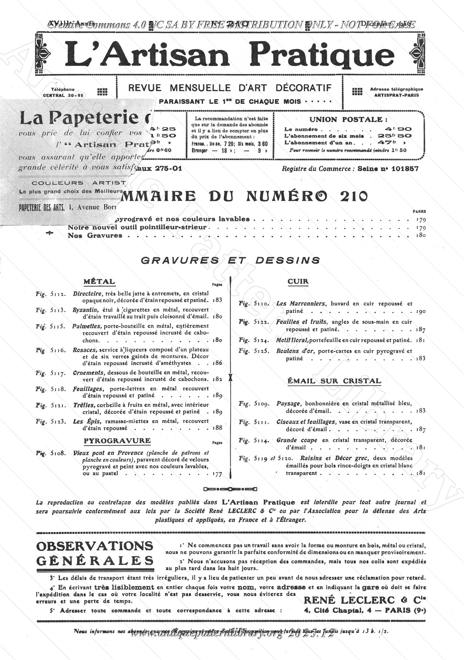 B-YS058 L'Artisan Pratique 210