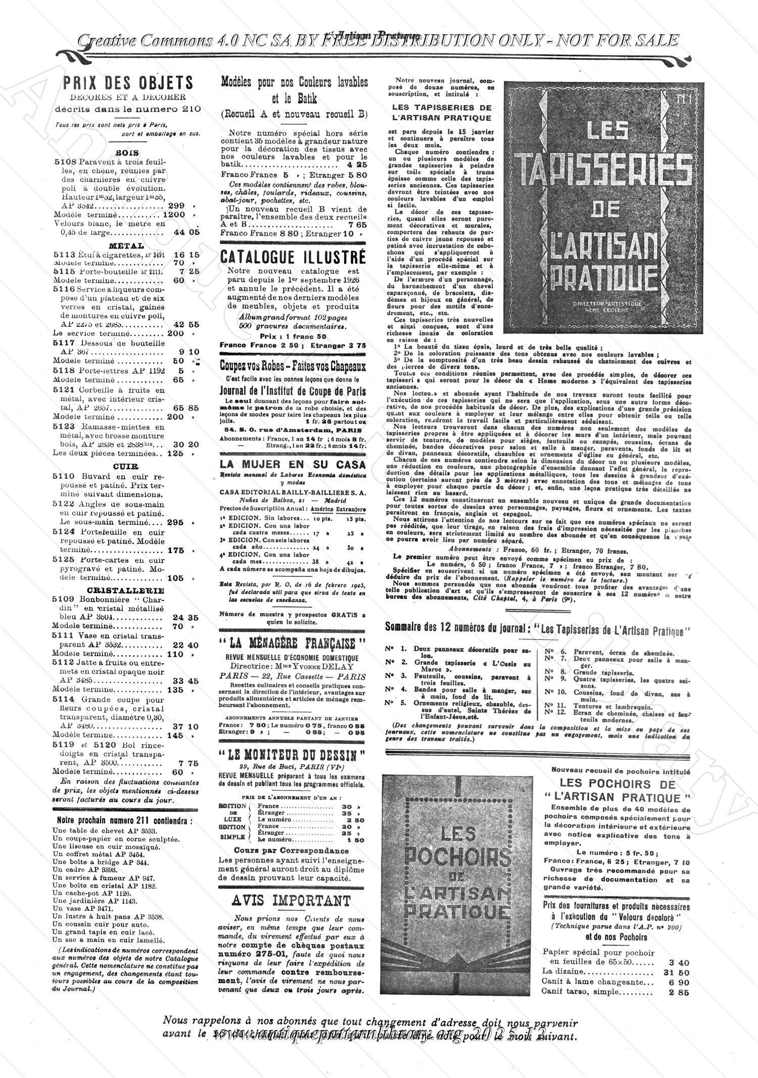 B-YS058 L'Artisan Pratique 210