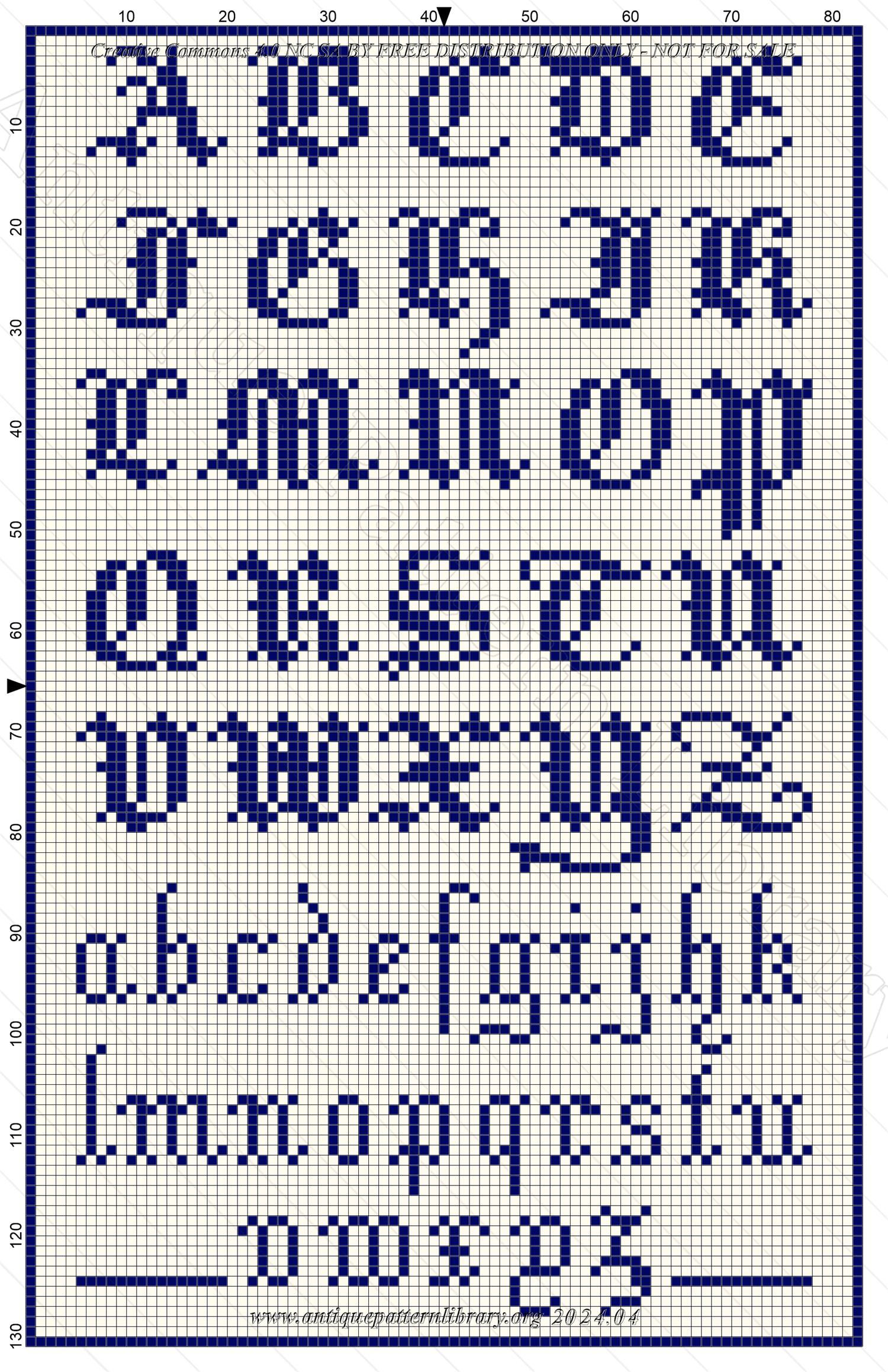 C-PR009 Alphabets Varis pour Broderie, Crochet, Tapisserie, etc.