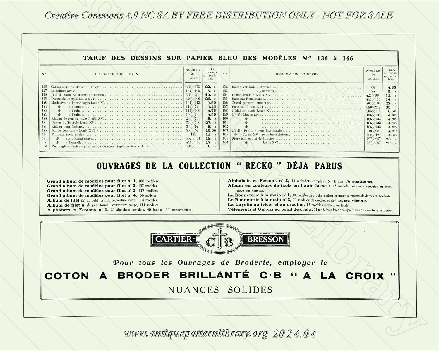 C-TT001 Grand Album de Modles pour Filet No. 1