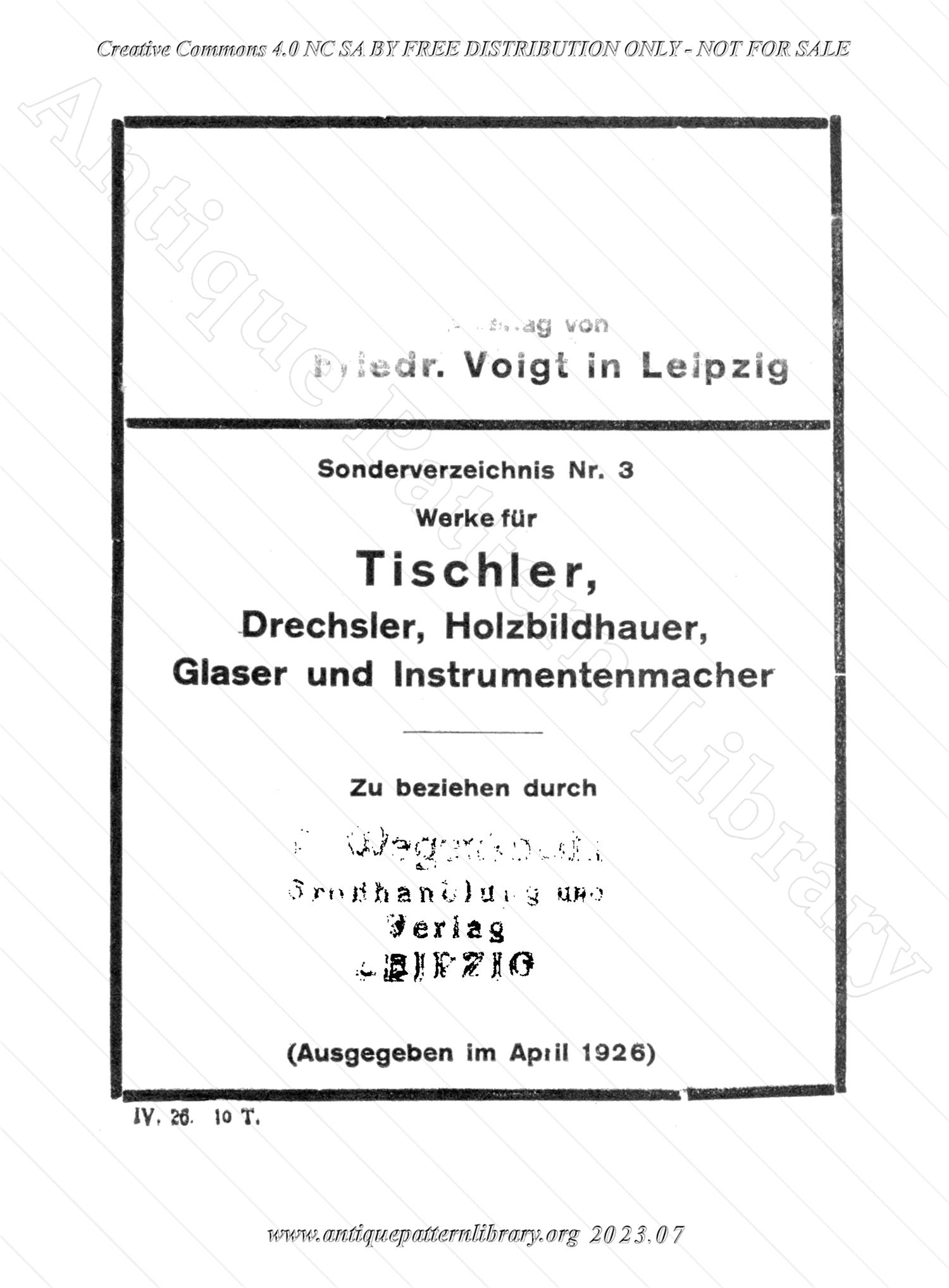 D-YS134 Werke fur Tischler, Drechsler, Holzbildhauer, Glaser und Instrumentenmacher