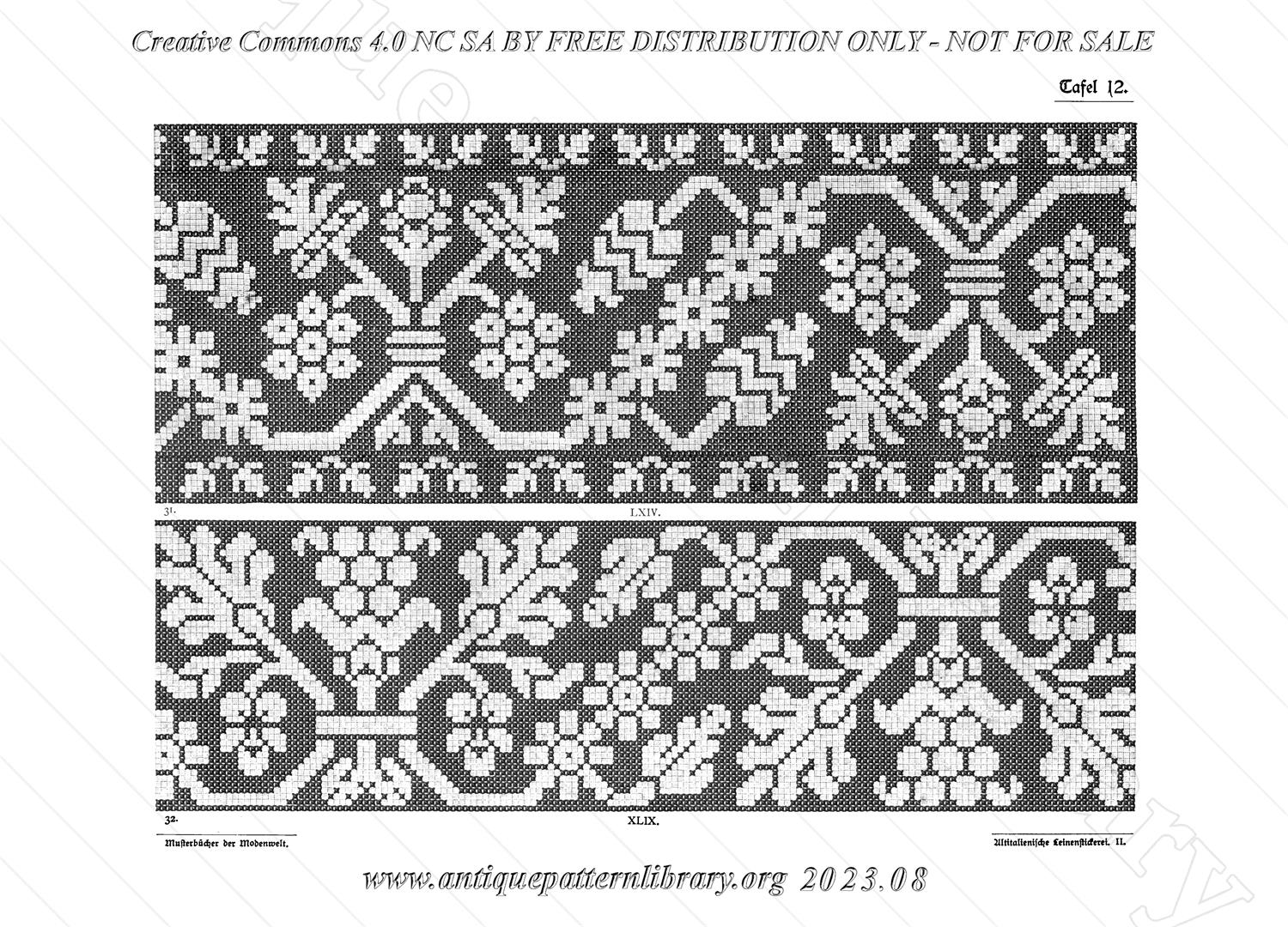 E-WM288 Muster Altitalienische Leinenstickerei 