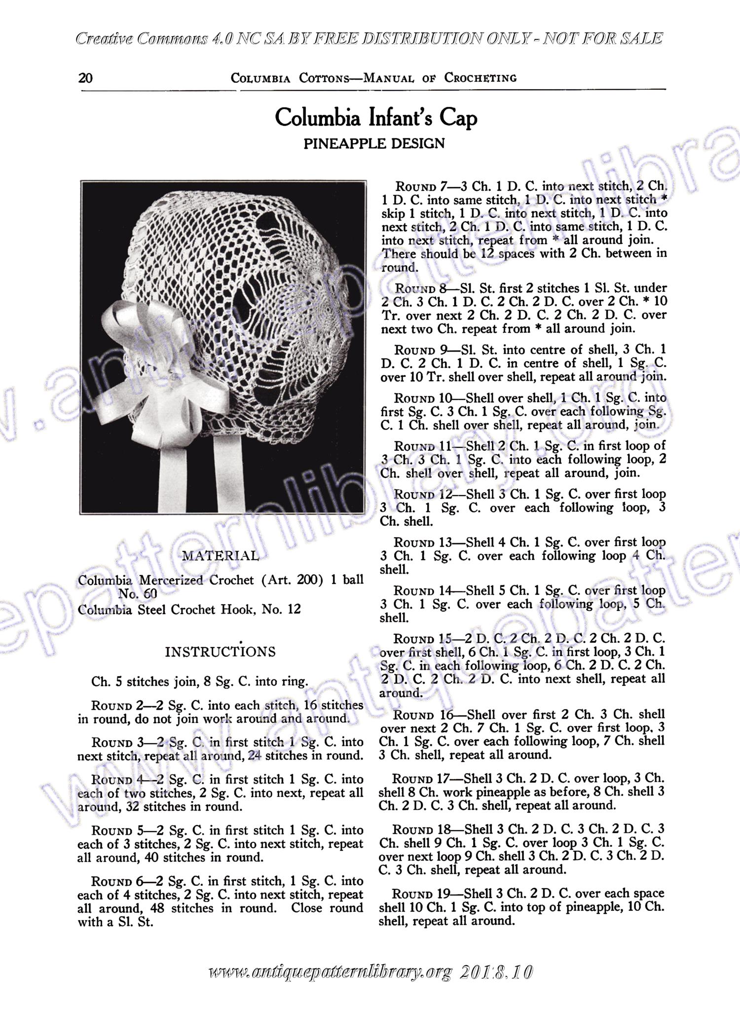 I-SB001 Manual of Crocheting Infant's and Children's Caps