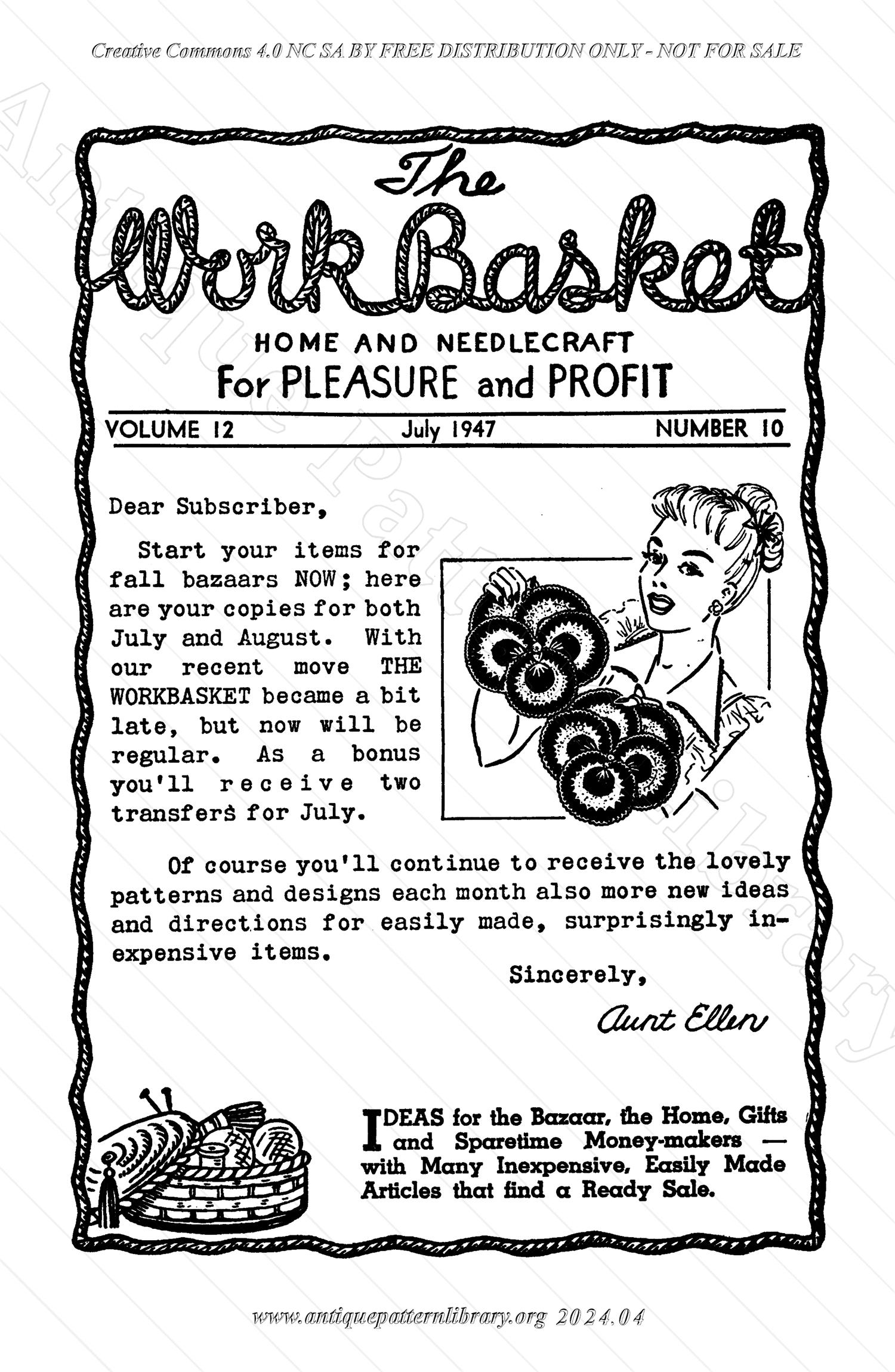 I-WB12A The Workbasket Vol. 12  July 1947 Number 10