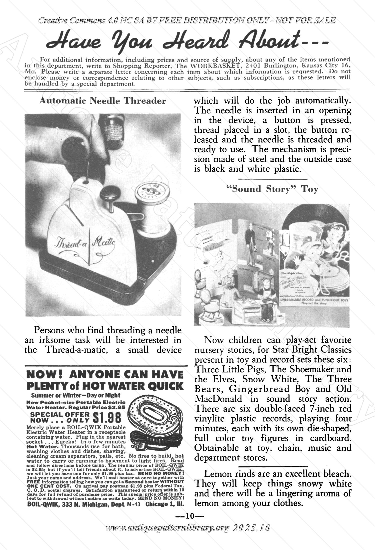 I-WB153 The Workbasket Volume 15 December 1949  No. 3