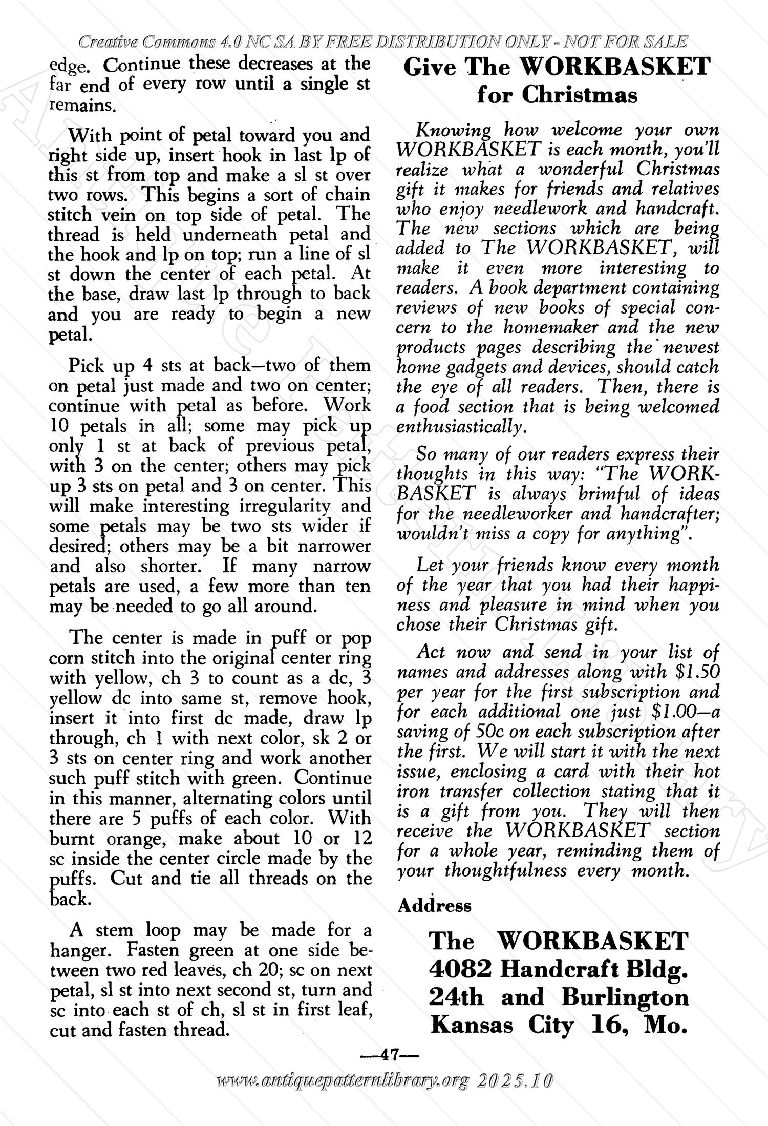 I-WB153 The Workbasket Volume 15 December 1949  No. 3