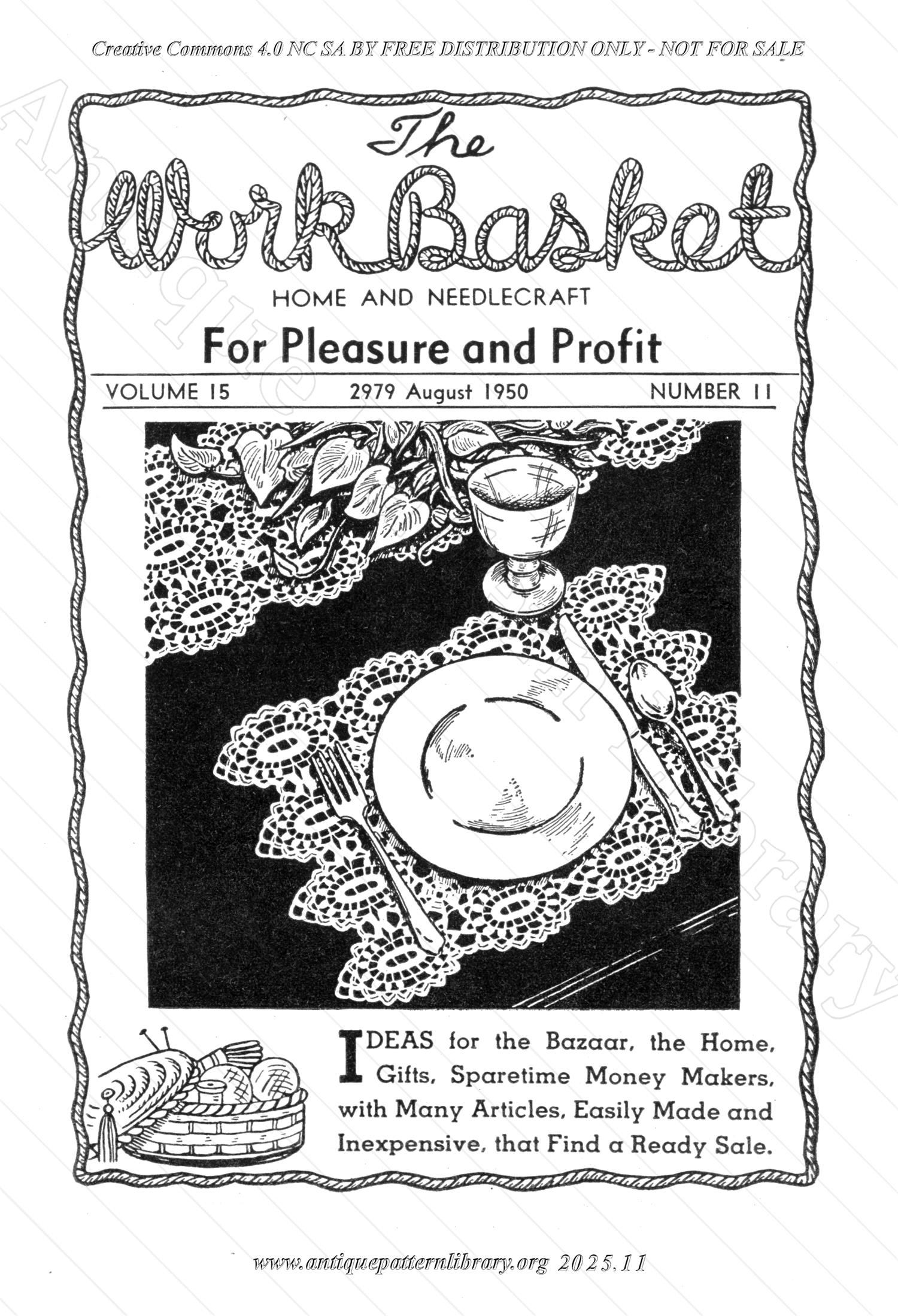 I-WB15B The Workbasket Volume 15 August 1950 No. 11