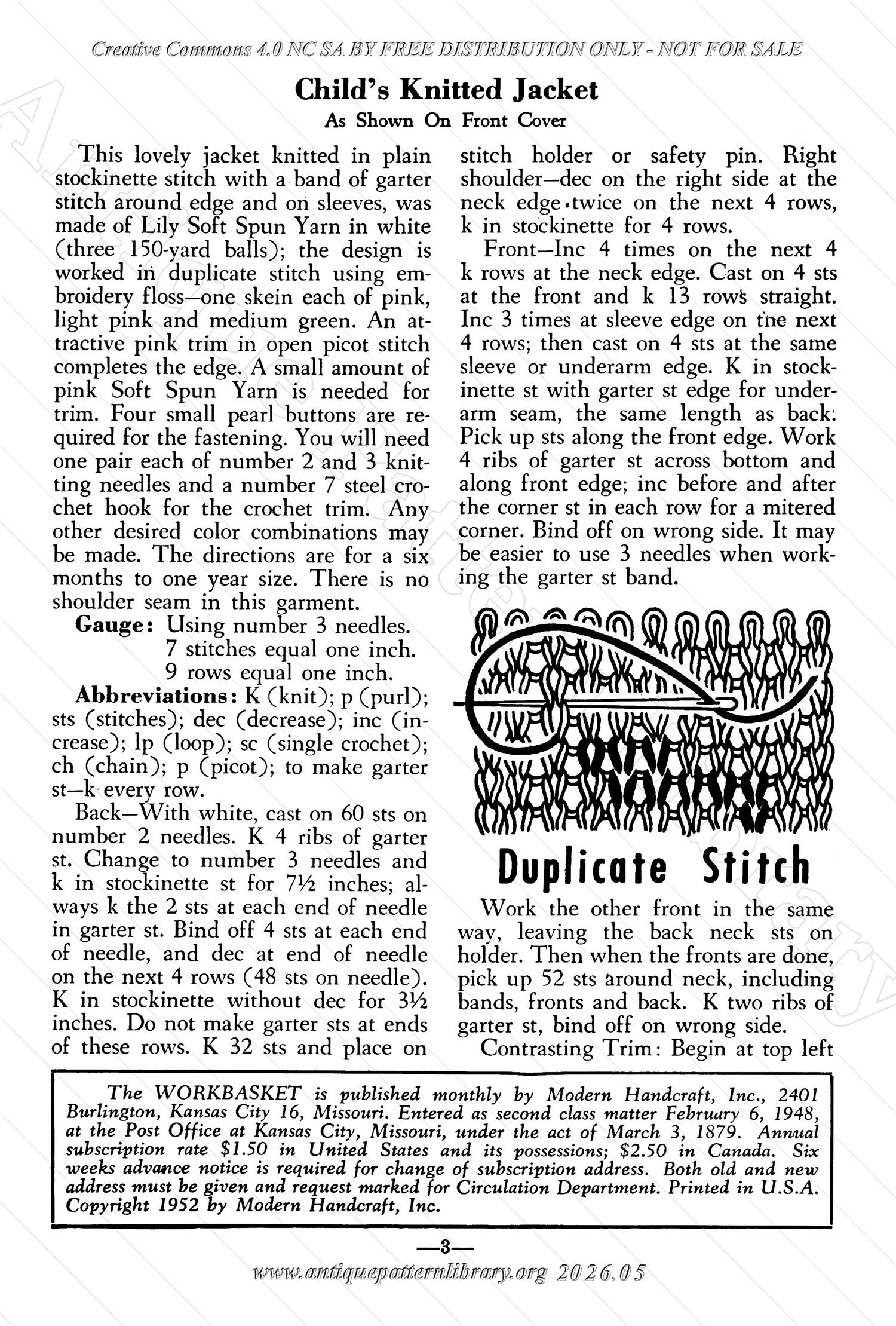 I-WB175 The Workbasket Volume 17 February 1952 No. 5