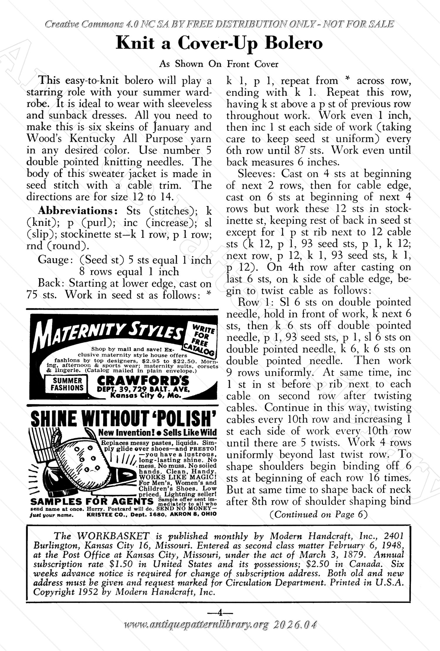 I-WB17A The Workbasket Volume 17 July 1952 No. 10