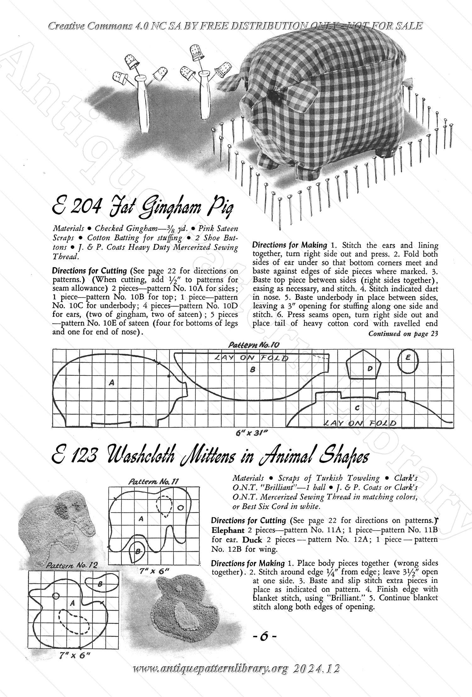 J-CB002 Clark's O.N.T. J&P Coats Gift Bazaar Sewing Suggestions