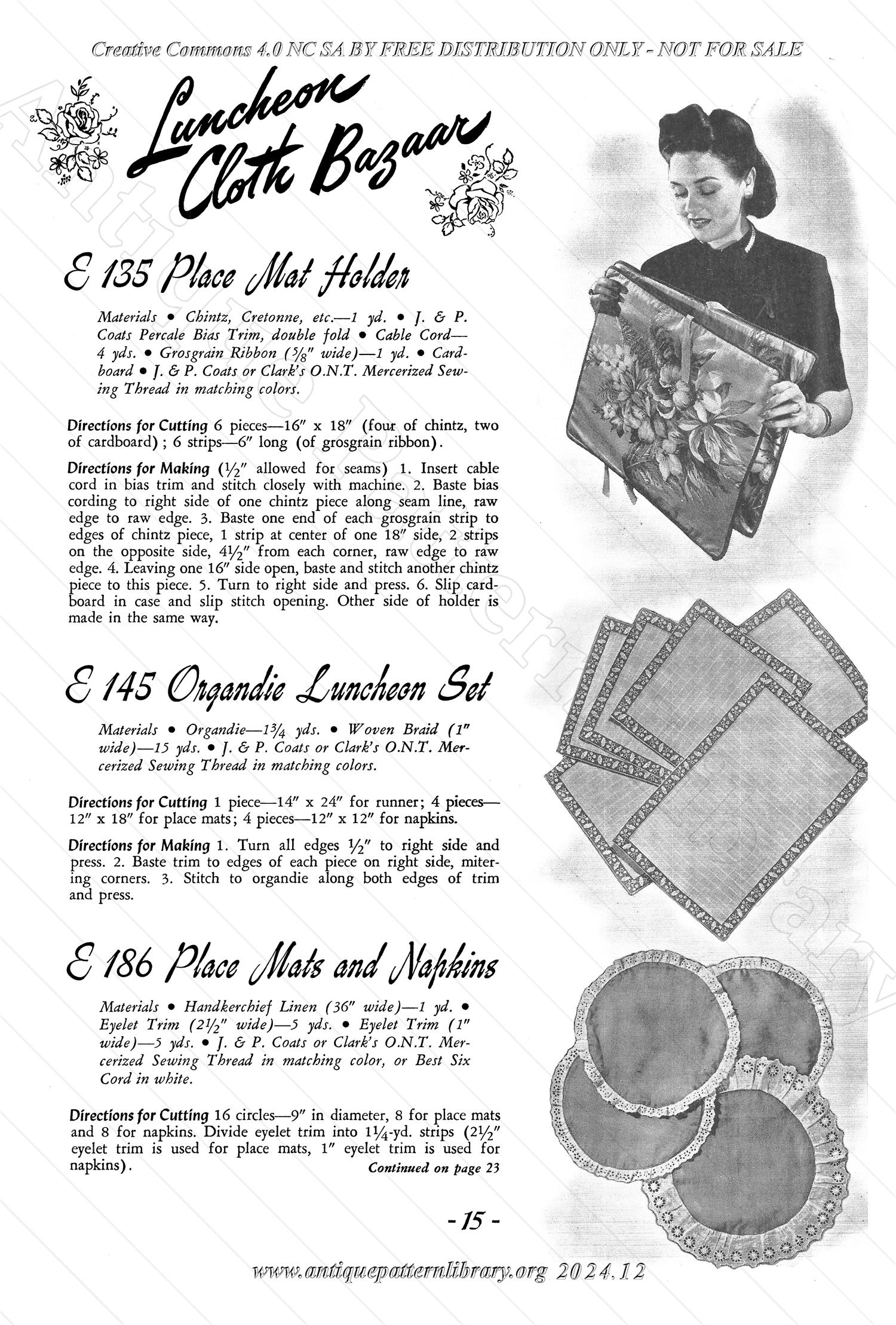 J-CB002 Clark's O.N.T. J&P Coats Gift Bazaar Sewing Suggestions