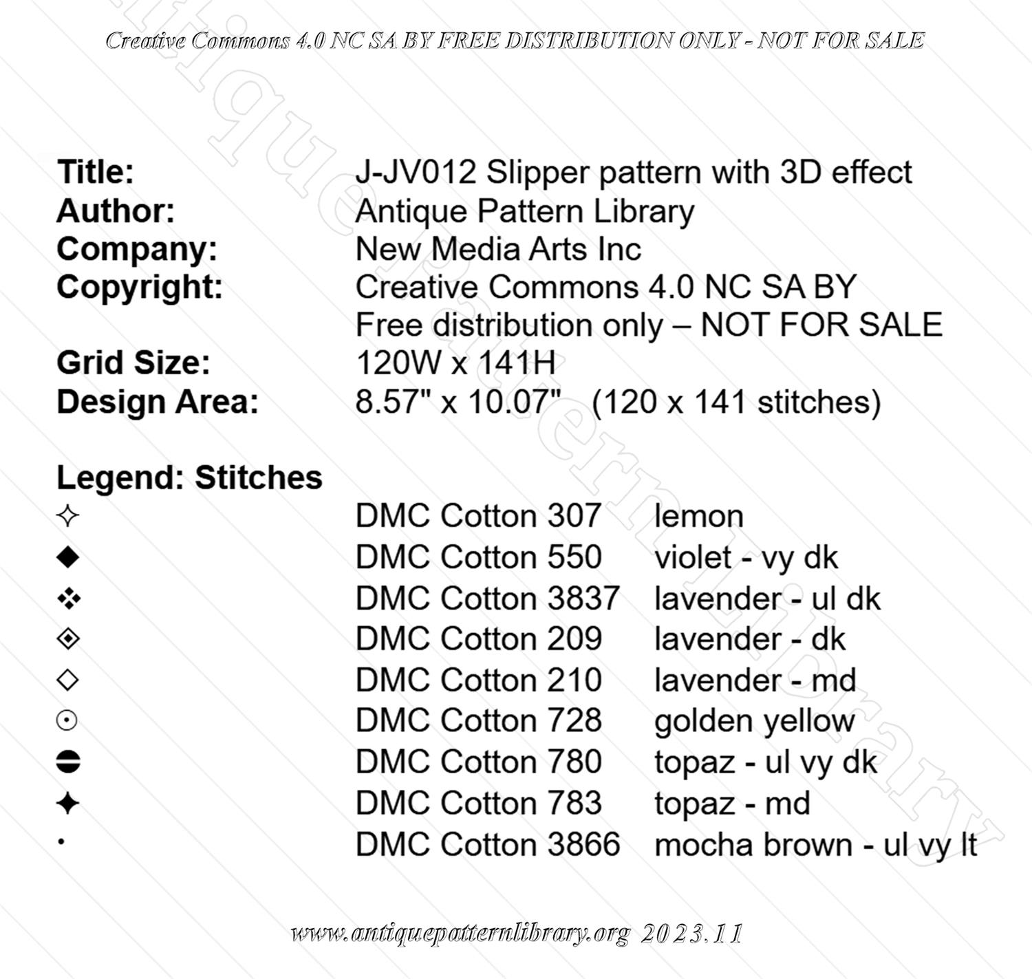 J-JV012 Slipper pattern with 3D effect