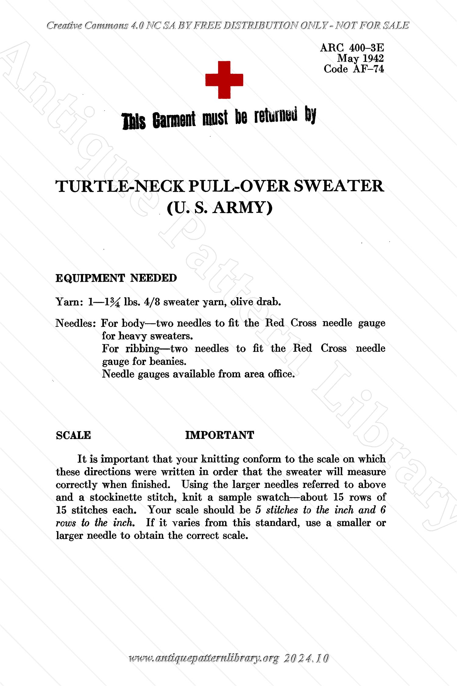 M-BG005 Turtleneck Pull-Over Sweater (U.S. Army)