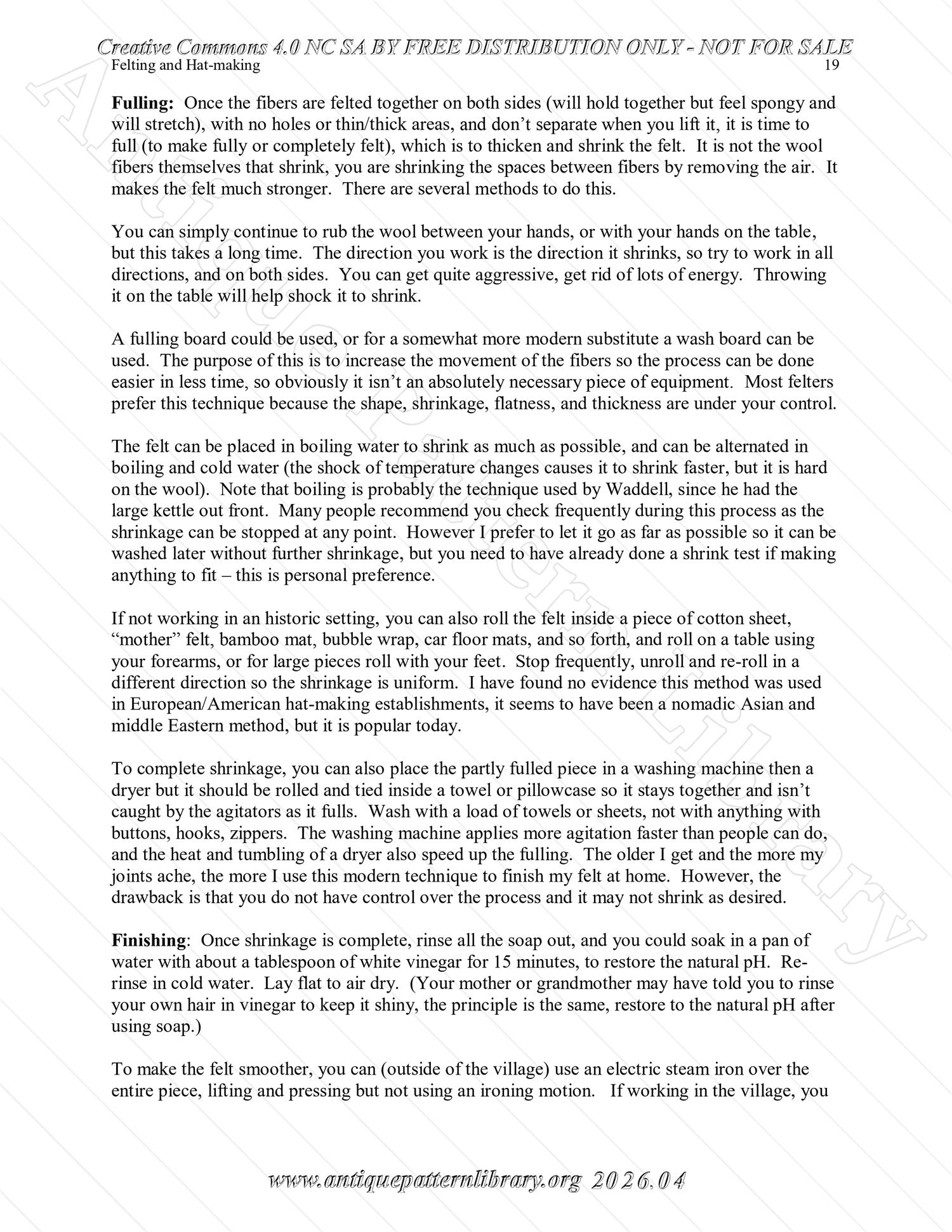 Q-HW001 Interpreting Felting and Hat-Making at Lincoln's New Salem State Historic Site (1830s)