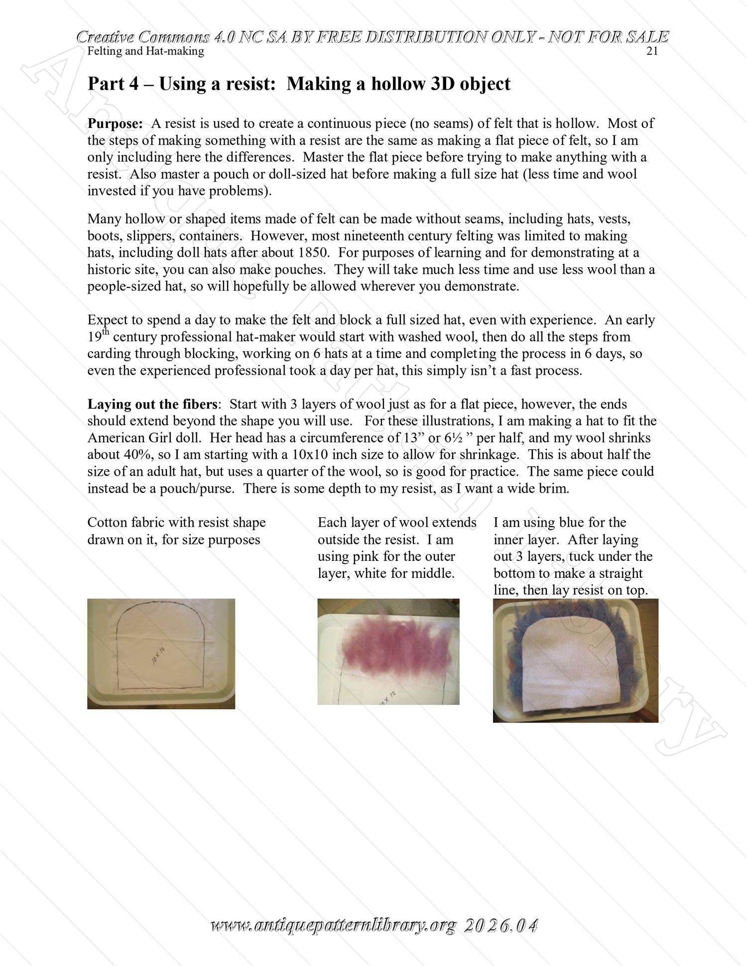 Q-HW001 Interpreting Felting and Hat-Making at Lincoln's New Salem State Historic Site (1830s)