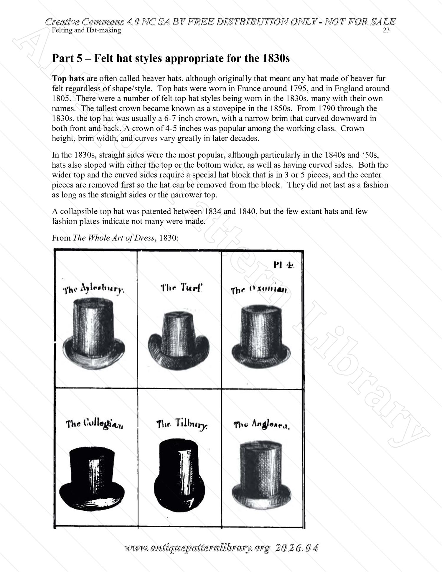 Q-HW001 Interpreting Felting and Hat-Making at Lincoln's New Salem State Historic Site (1830s)