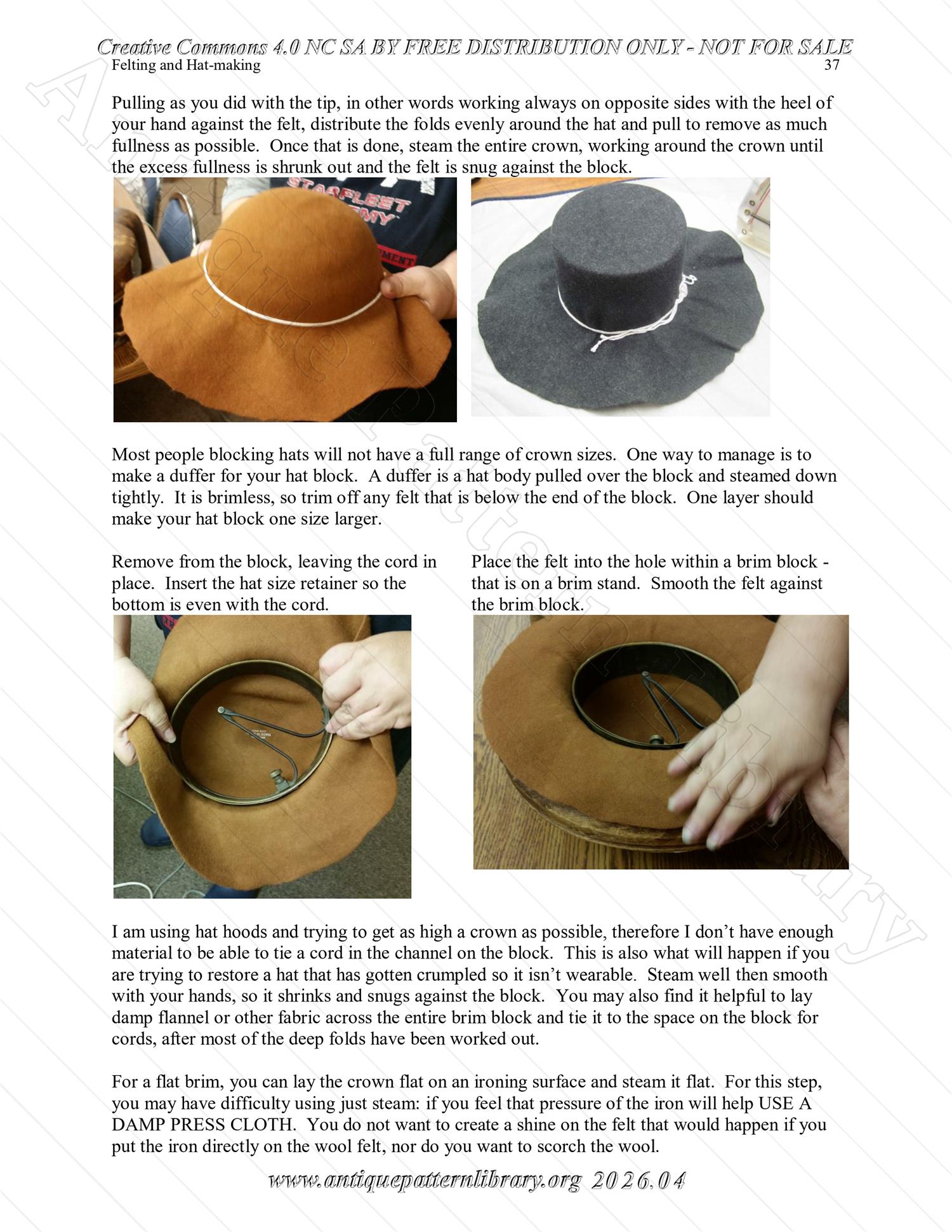 Q-HW001 Interpreting Felting and Hat-Making at Lincoln's New Salem State Historic Site (1830s)