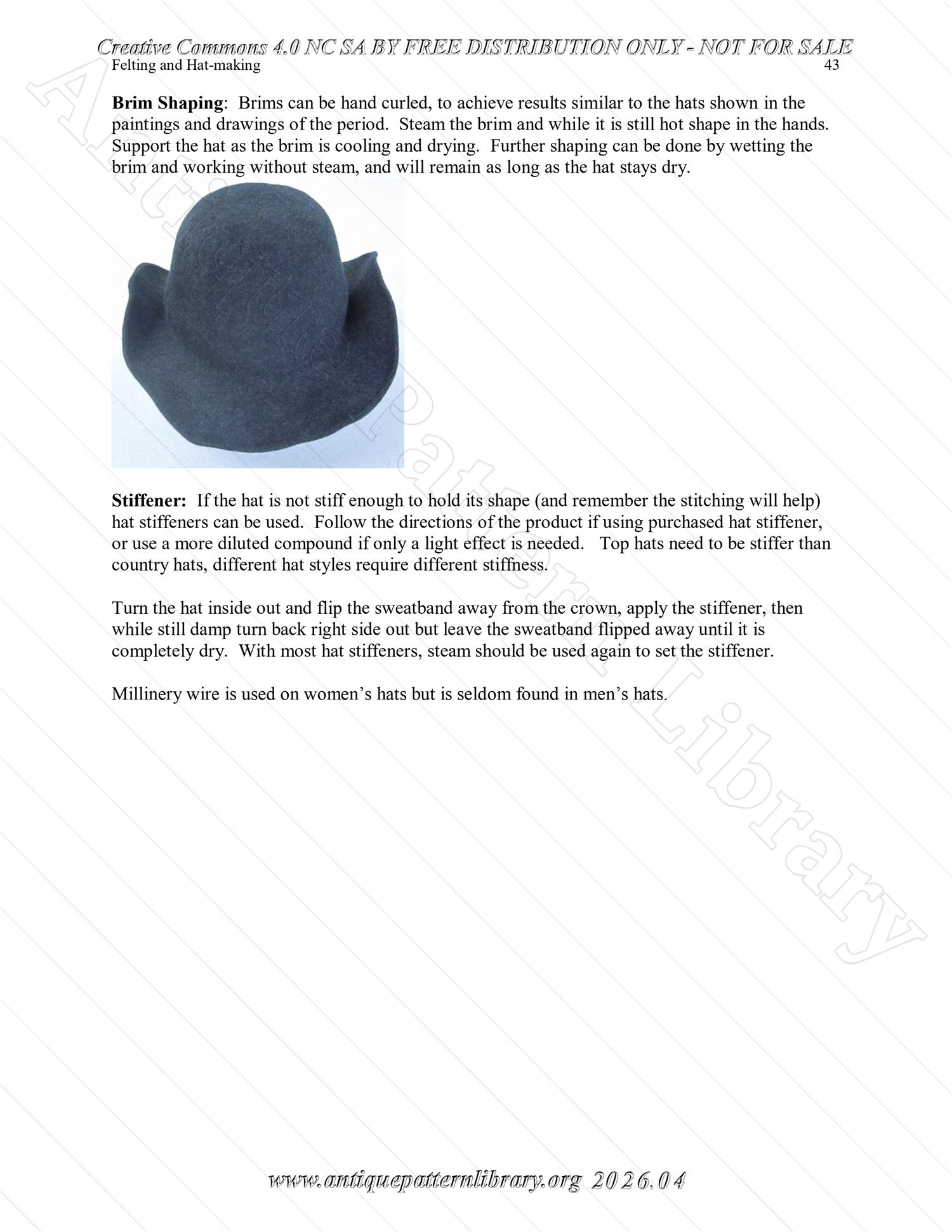 Q-HW001 Interpreting Felting and Hat-Making at Lincoln's New Salem State Historic Site (1830s)