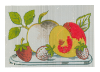 O-YS003 Punched paper card partially embroidered - peach, apple, strawberries on plate